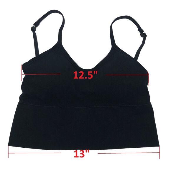 New NoTag Black Wireless Bra Tank Sports Bra Bralette Padded Ribbed Yoga Women M - Picture 3 of 6